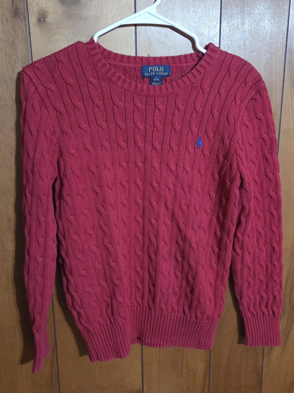 Ralph Lauren Polo Red Cable Knit Sweater Kids Girls Large 14 16